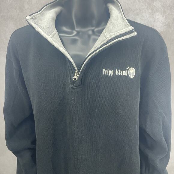 Fripp Island Golf Resort 100% Cotton Men XL 1/4 Zip Pull Over Black Austins Inc - Picture 3 of 7